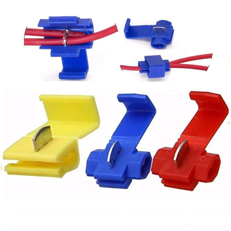 Larlansz 125 Solderless Quick Splice Snap Wire Connector, 50 pcs red 22 Through 18 Gauge,50 pcs Blue 16 Through 14 Gauge,25 pcs Yellow 12 Through 10 Gauge - NewNest Australia