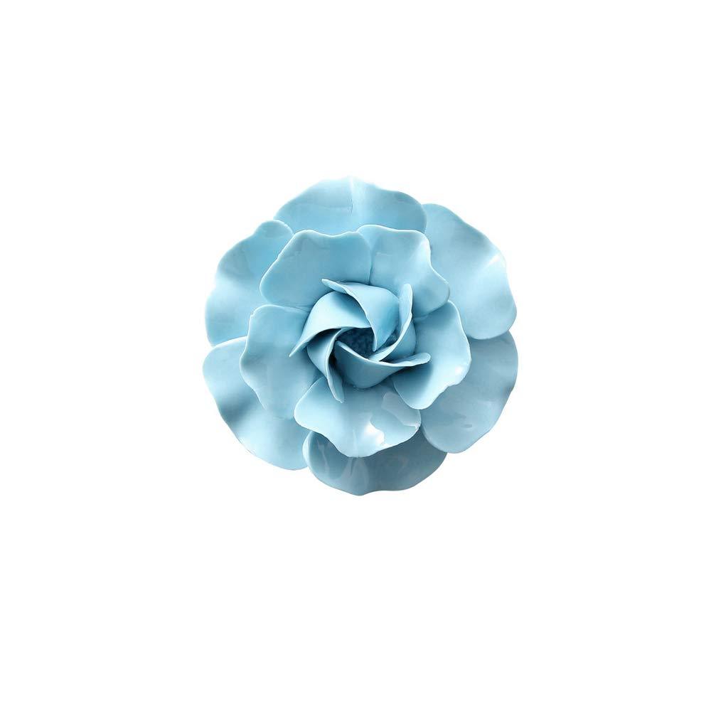 NewNest Australia - Insiswiner Ceramic Decorative Flowers 3D Wall Hanging Decor Blue Camellia 3.15" 