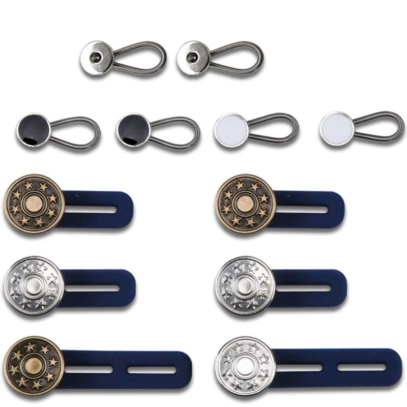 12 Pack Expander Button, 6 Pcs Pants Waist Silicone Extender Button for Men and Women, 6 Pcs Metal Collar Extenders/Neck Extender/Wonder Button for Men Dress Shirts, Simple Use, No Sewing. - NewNest Australia