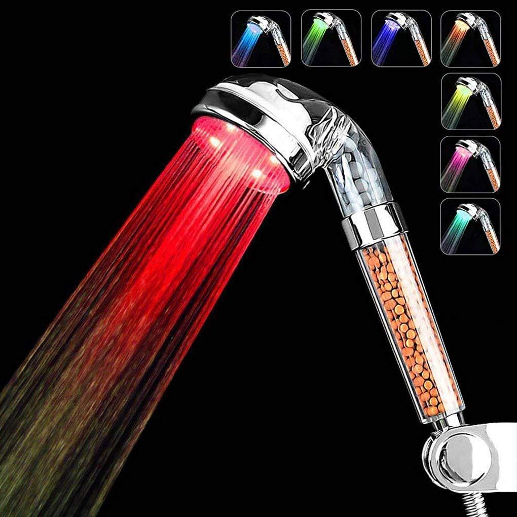 APzek Led Shower Head, High Pressure Handheld Shower Head with 7 Color Changing Lights Water Saving Filter Showerhead for Dry Skin and Hair 7 colors - NewNest Australia
