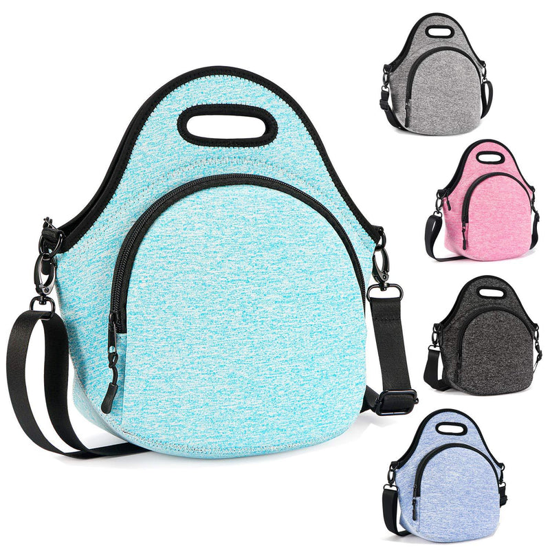 NewNest Australia - Gowraps Lunch Bags For Women Men Kids Neoprene Lunch Tote Bags With Adjustable Detachable Shoulder Straps Reusable Soft Insulated Lunch Bags For School/Picnic/Work(Turquoise) Turquoise 