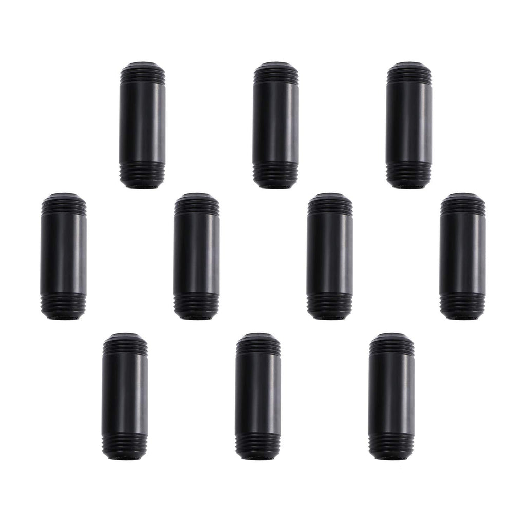 1/2" x 2" Black Painted Iron Pipe, Home TZH 10 Pack Black Paint Finish Threaded Metal Pipe Nipple for DIY Project/Furniture/Shelving Decoration (10, 2") 2 Inch - NewNest Australia