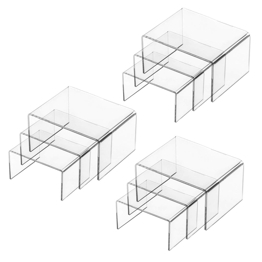 NewNest Australia - Hedume Set of 9 Clear Acrylic Display Risers for Figures, Buffets, Cupcakes and Jewelry Display Stands 