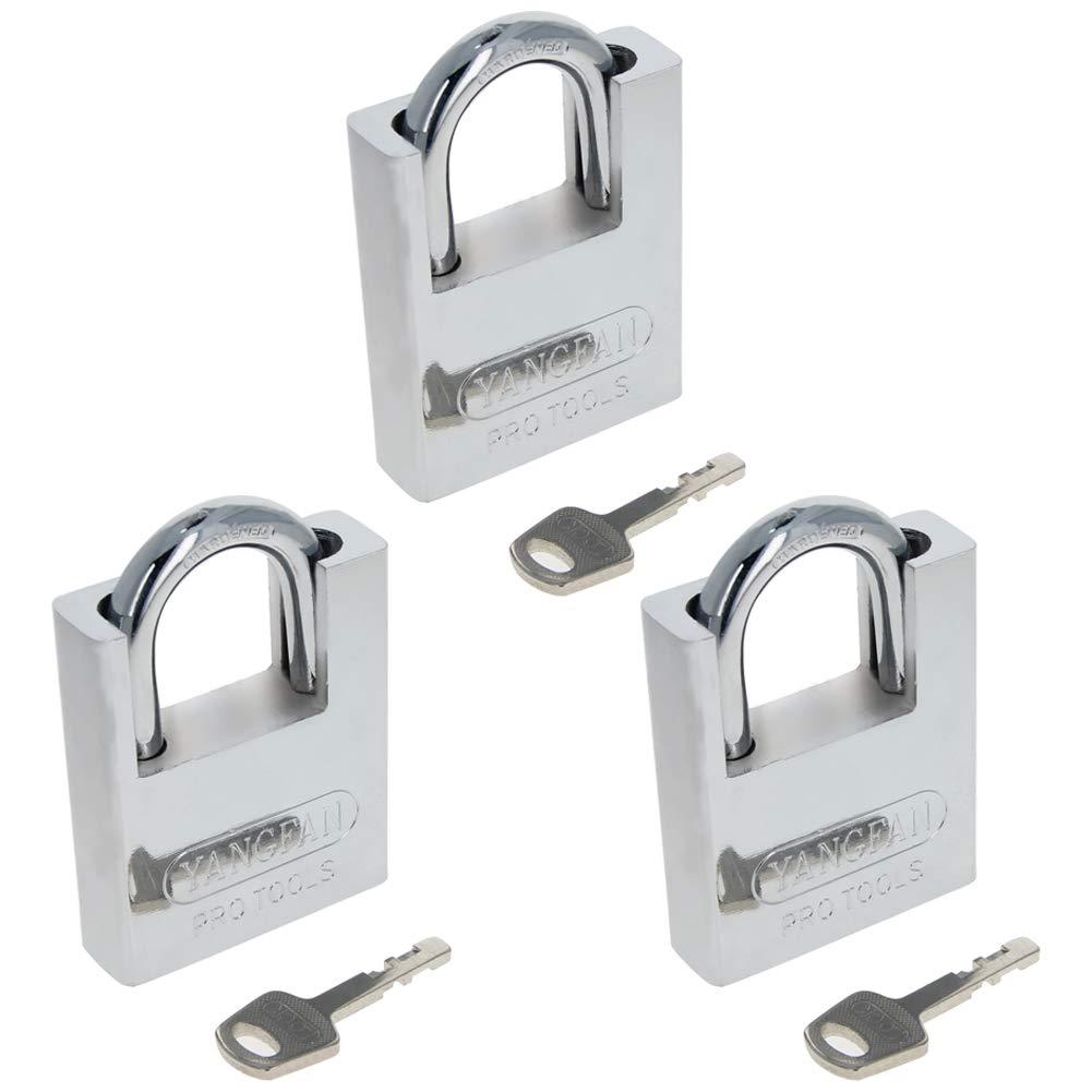 MroMax Shrouded Hardened Steel Padlock Anti Rust Lock Waterproof Padlock for Outdoor Use, 2.4inch Wide Lock, Keyed Alike 3Pcs - NewNest Australia