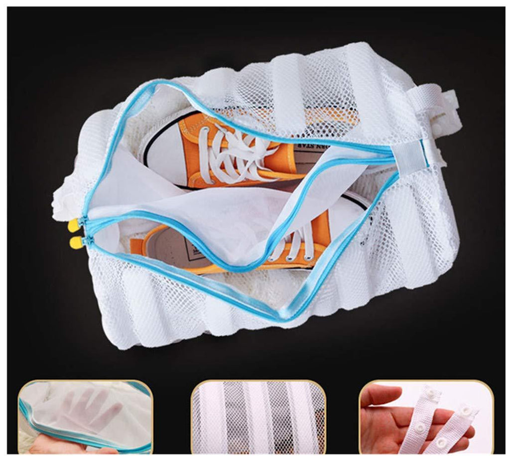 NewNest Australia - DurReus Mesh Laundry Bag Men Canvas Shoes Sneakers Trainers Washing in Washer Dryer Sturdy Women Delicates Lingerie Bra Wash Bags with Bumper Protectors Double Layer Zipper Rectangle Shoes Bag 