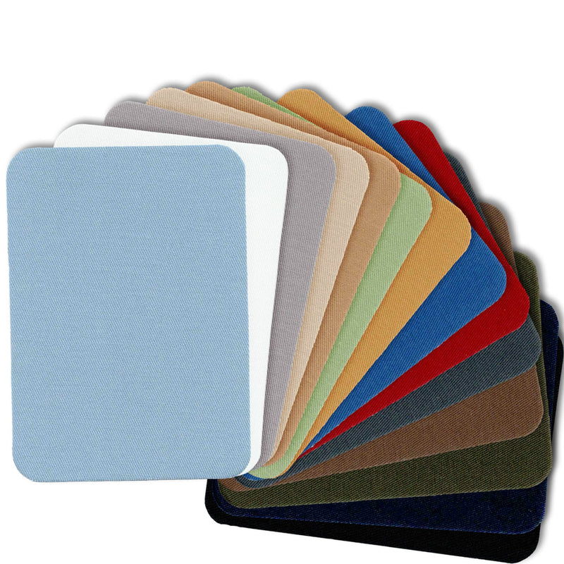 ZEFFFKA Premium Quality Fabric Iron-on Patches Inside & Outside Strongest Glue 100% Cotton Blue Gray Beige Brown Yellow Red Green Repair Decorating Kit 14 Pieces Size 3" by 4-1/4" (7.5 cm x 10.5 cm) - NewNest Australia