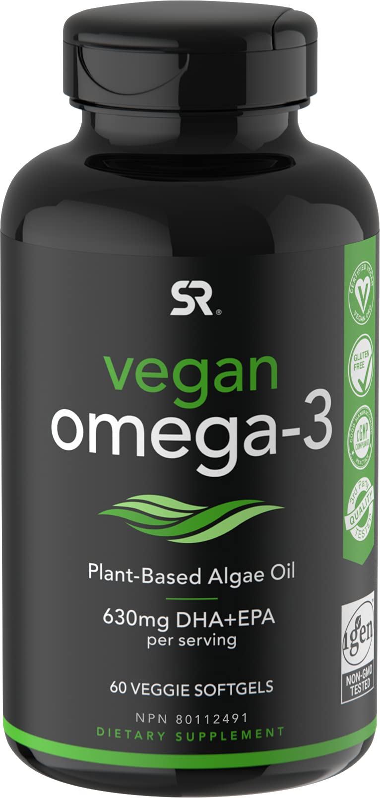 Vegan Omega-3 Fish Oil Alternative sourced from Algae Oil | Highest Levels of Vegan DHA & EPA Fatty Acids | Non-GMO Verified & Vegan Certified - 60 Veggie Softgels (Carrageenan Free) - NewNest Australia