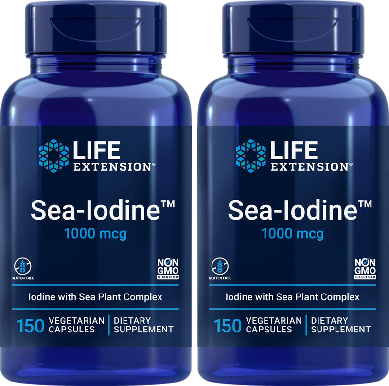 Life Extension Sea Iodine 1000 mcg, 150 Veg Caps (Pack of 2) - Natural Iodine Supplement from Kelp and Bladderwack - NewNest Australia