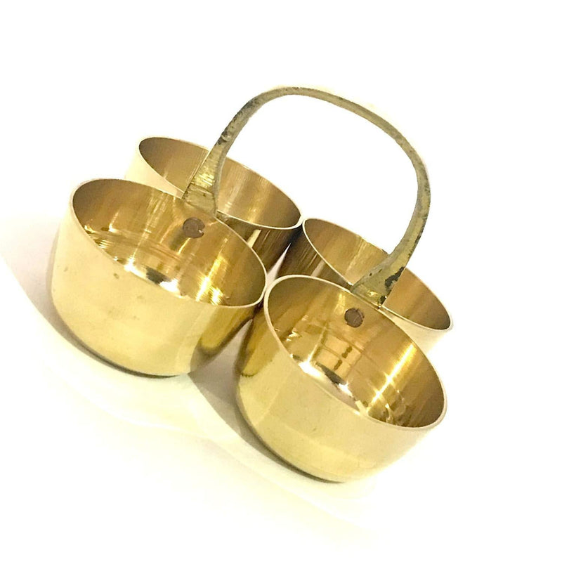 NewNest Australia - DBY Brass Chowmukh Haldi Kumkum Holder Brass Pooja Accessories Puja/Pooja/Prayer/Haldi/Kumkum/Chawal/Rice/Elaichi/Mishri/Roli/Gift - Set of 1 