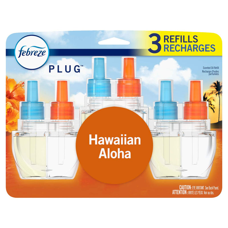 Febreze Plug in Air Fresheners, Hawaiian Aloha, Odor Eliminator for Strong Odors, Scented Oil Refill (3 Count) - NewNest Australia