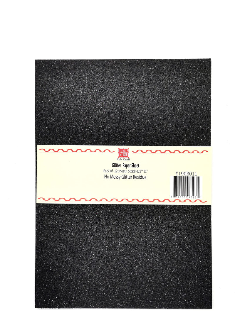 YZH Crafts Glitter Cardstock Paper,No-Shed Shimmer Glitter Paper, DIY Party Deco, 8 Inch X 12 Inch, 10 Sheets, A4 Size (Black) Black - NewNest Australia