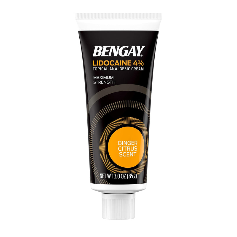 Bengay Pain Relieving Lidocaine Cream, Non-Greasy Topical Analgesic Cream with The Maximum Strength Numbing Relief of 4% Lidocaine HCl, Pleasant and Soothing Ginger Citrus Scent, 3 oz 3 Ounce (Pack of 1) - NewNest Australia