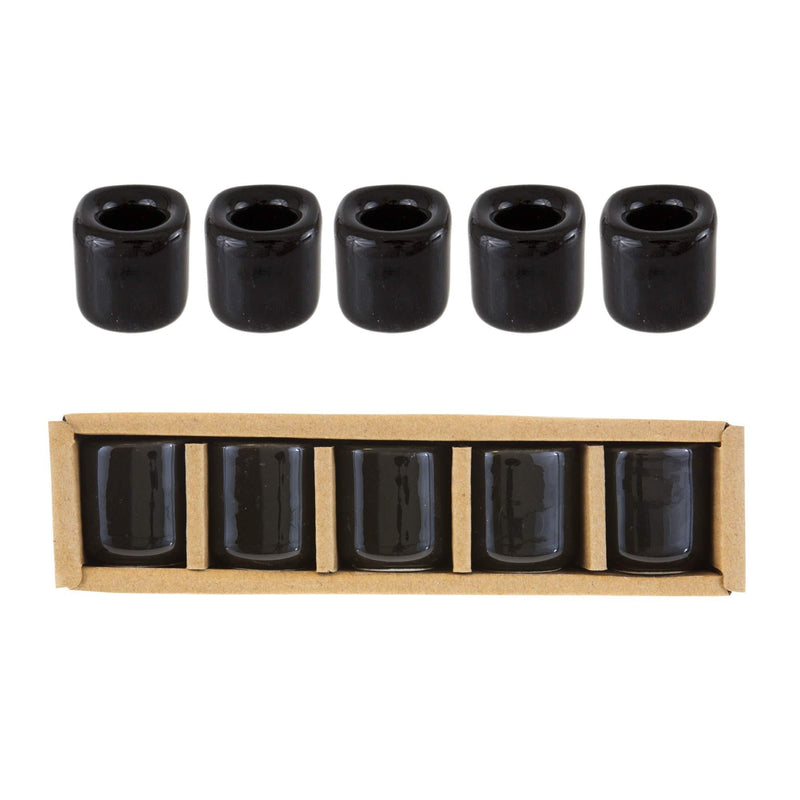 NewNest Australia - Mega Candles 5 pcs Black Ceramic Chime Ritual Spell Candle Holders, Great for Casting Chimes, Rituals, Spells, Vigil, Witchcraft, Wiccan Supplies & More 