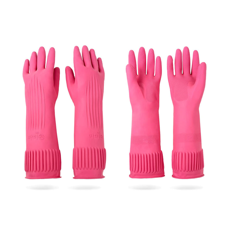 DABOGOSA Mamison 2 Pairs Reusable Waterproof Household Dishwashing Cleaning Rubber Gloves, Non-Slip Kitchen Glove(Medium) - NewNest Australia