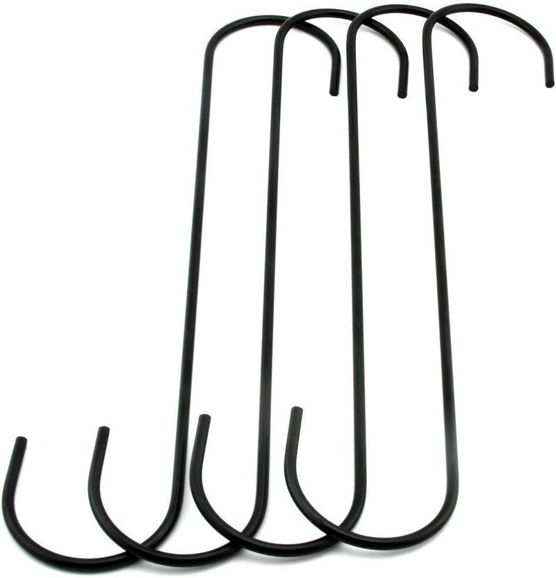 NewNest Australia - Batino 6pcs 10" S Shaped Hook Heavy Duty S Type Hanging Hooks for Kitchenware Utensils,Wardrobe,Gardening Tools,Clothes Black 10" 6 