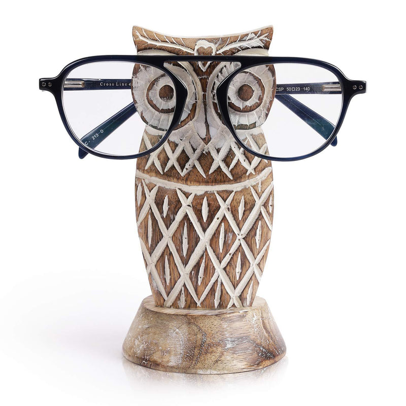 NewNest Australia - AMERINDIAN Wooden White Eyeglass Holder Spectacle Glasses Display Stand Optical Sunglasses Storage Decorative Office Desk Accessories Handmade in Own Design White-wash 