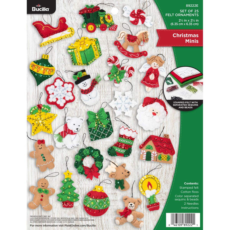 Bucilla Felt Applique Ornament Kit, 2.5" x 2.5", Christmas Minis - NewNest Australia