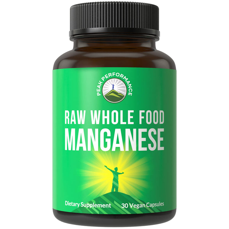 Raw Whole Food Manganese Supplement - Pure Trace Mineral Capsules for Connective Tissue, Bone Health and Enzyme Support. Superior Absorption. 30 Pills - NewNest Australia