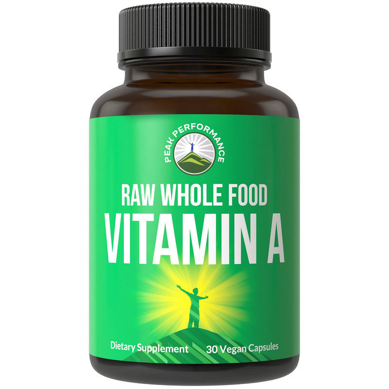 Raw Whole Food Vitamin A Capsules Supplement by Peak Performance. High Potency Vitamins with Organic Carrot Juice. Great for Immune, Skin, Eye Support. Vegan Pills, Tablets - NewNest Australia