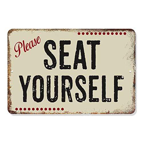 NewNest Australia - Please Seat Yourself Sign Restaurant Rustic Wall Décor Vintage Signs Bathroom Funny Bath Room Metal Decoration Business Lobby Hostess Tin Gift 8 x 12 High Gloss Metal 208120061062 8" x 12" Economy Gloss 