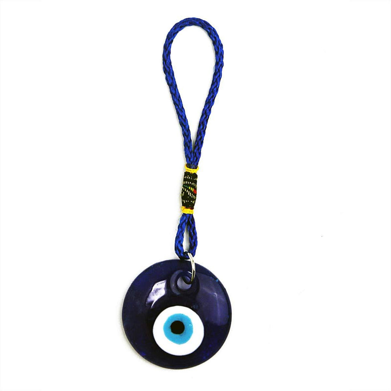 NewNest Australia - LUCKY EYE MAGIC - Lucky Blue Evil Eye Flower Pendant with Elephant Charm for strength, power, stability and wisdom, Hanging charm for entry door, car etc, Great Gift, Silver, 1.5” x 5” 