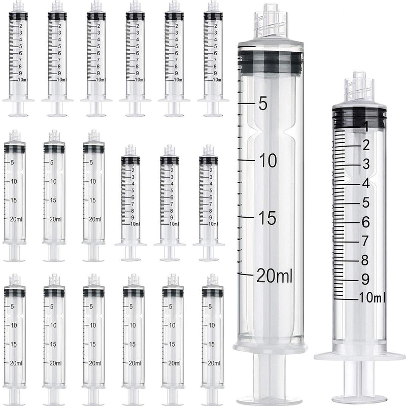 20 Pack Syringe Luer Lock, Syringe Without Needle, Plastic Curved Syringes for Epoxy Resin, Craft, Scientific Labs, Feeding Pets Animals, Oil or Glue Applicator () 10 ML, 20 ML - NewNest Australia