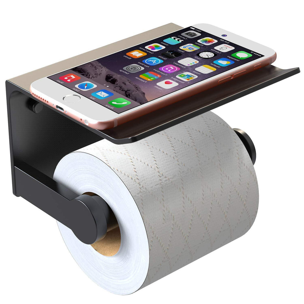 Vdomus Toilet Paper Holder, rustproof Aluminum Wall Mounted Toilet roll Holder with Shelf - NewNest Australia