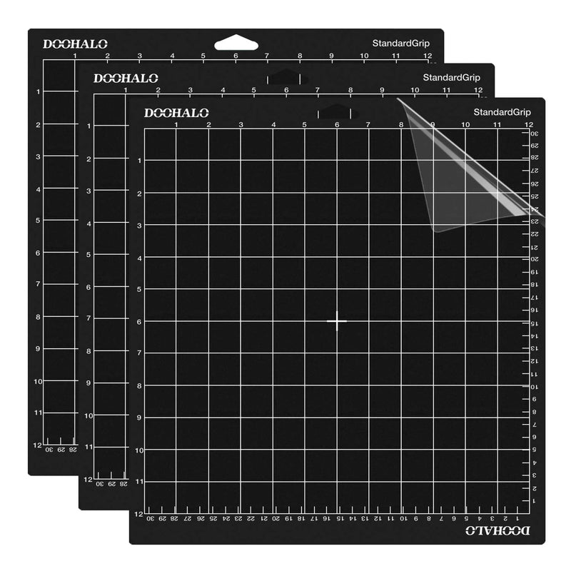 DOOHALO Cutting Mat for Cricut Explore Air2/One, Cricut Maker Smart Cutting Machine Expression 12 X 12 inch 3 Pack Replacement Adhesive Vinyl Mats Black Color Standard Grip Cutting (Black) Black--12"X12" StandardGrip - NewNest Australia