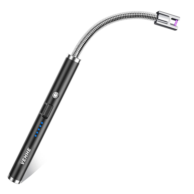 VEHHE Candle Lighter, Electric Rechargeable Arc Lighter with LED Battery Display Long Flexible Neck USB Lighter for Light Candles Gas Stoves Camping Barbecue Black - NewNest Australia