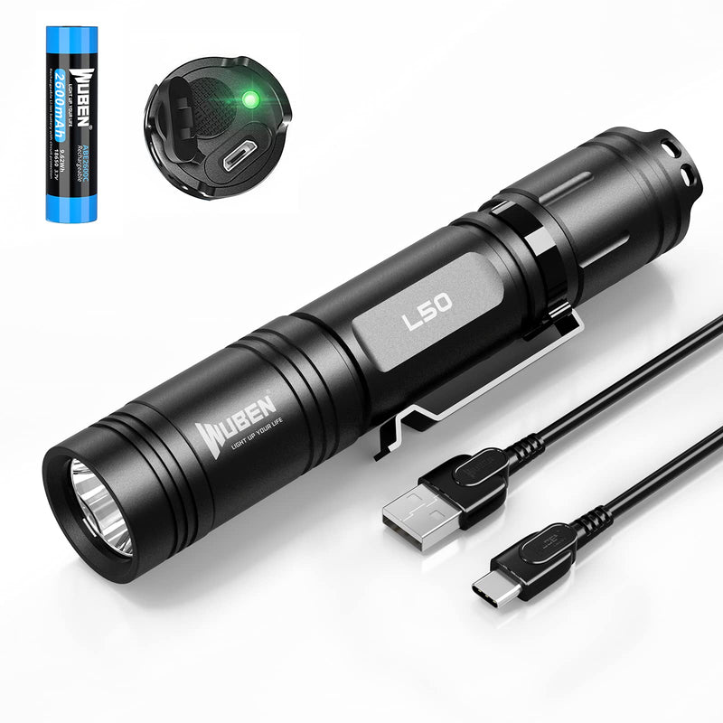 Rechargeable Flashlight High Lumens, WUBEN Small Bright LED Flashlight 1200 Lumens Powerful Flash Light Waterproof IP68, 5 Modes Tactical Flashlights for Camping Emergency Tactical Black - NewNest Australia