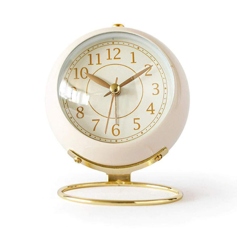 NewNest Australia - Small Table Clocks Vintage Decorative Desk Clocks Non-Ticking Tabletop Alarm Clock for Bedroom/Living Room/Kitchen/Office/Classroom (White) White 