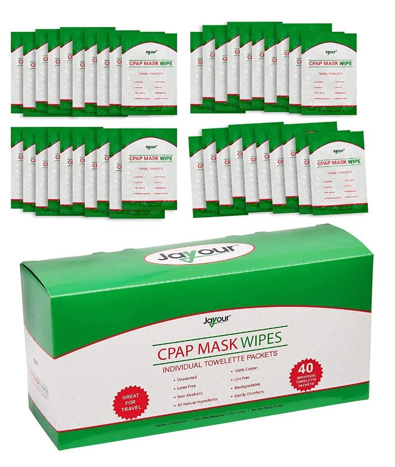 40 Pack - Travel CPAP Mask Wipe Towelettes - 40 Wipes Total {1 Wipe Per Packet} Unscented, 100% Cotton, Lint Free | For Cleaning CPAP Mask | Perfect For Travel - NewNest Australia