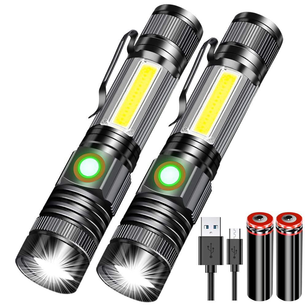 Rechargeable Flashlight, LED Flashlights，Work flashlights with magnet - 4 Models, Zoomable, Water Resistant, Vnina usb rechargeable flashlight Included Battery for Hiking or Repairing（2 Pack） 2 - NewNest Australia