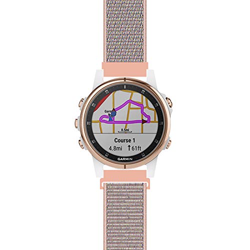 Sport Mesh Strap Compatible with Garmin Fenix 5S and 5S Plus Multisport GPS Smartwatch Bands Replacement Woven Nylon Watch Wristband 20mm (12#, Large) 12# Pink Sand Large (6.1"-8.1") - NewNest Australia