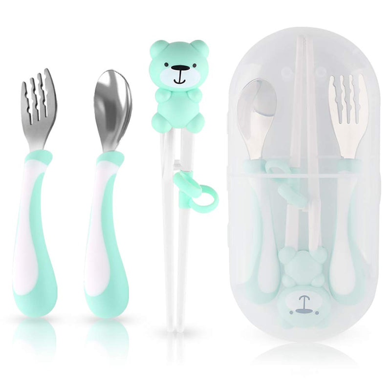 Training Helper Chopsticks Stainless Steel Spoon, Fork and Case Set for Children Kids Chopsticks set - NewNest Australia