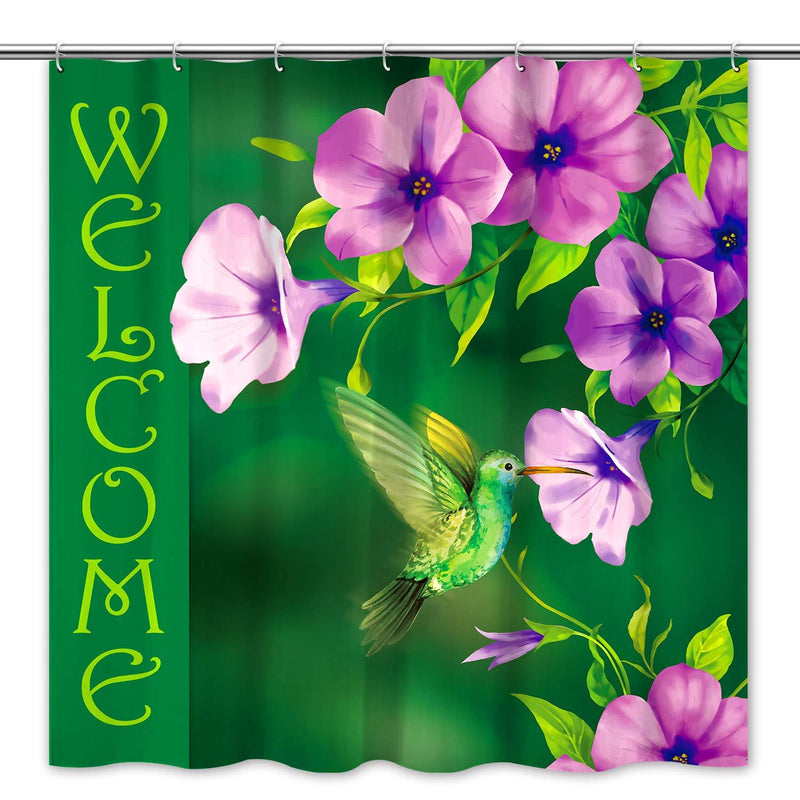 Tititex Spring Hummingbird Shower Curtain - Waterproof Home Decor Shower Curtain for Bathroom, 69"x70" Standard Size with 12 Hooks - NewNest Australia