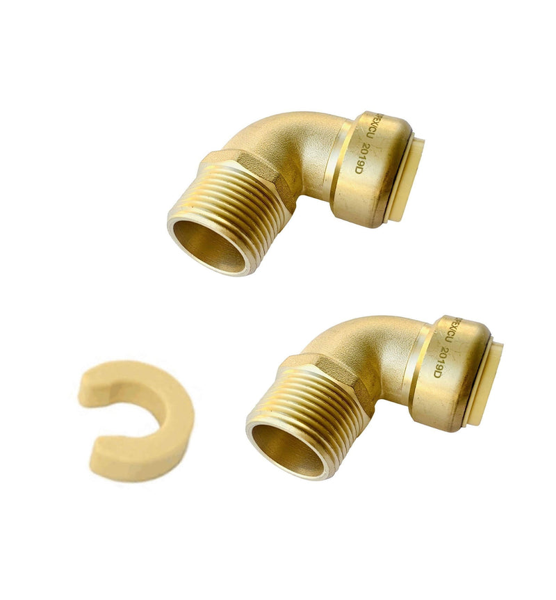 (Pack of 2) EFIELD-Hoger 1/2 Inch x 1/2 Inch Male Threaded NPT Elbow Push to Connect Pex Copper, CPVC With A Disconnect Key, 1/2 Inch, Brass No Lead-2 Pieces (2) - NewNest Australia
