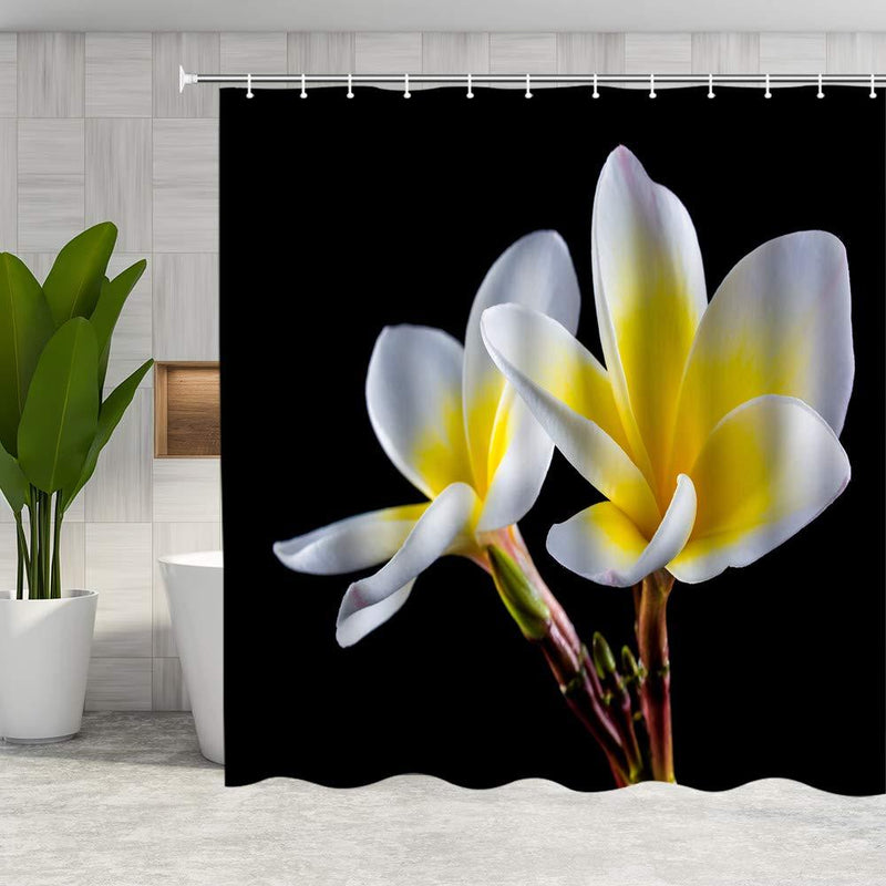 DMTTY Fabric Floral Shower Curtain White Calla Lily Spring Flower Bathroom Curtain 72x72 Inches Fabric Bathroom Accessories Polyester with Hooks 72" X 72" White Black - NewNest Australia