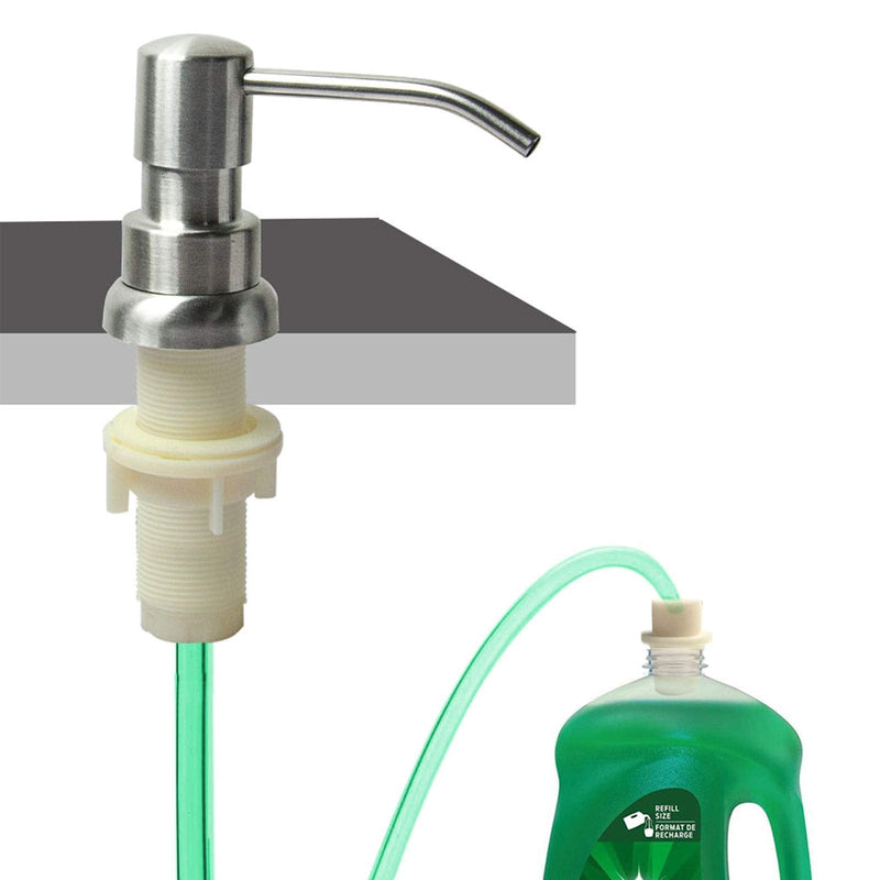 Soap Dispenser for Kitchen Sink, Built in Sink Soap Dispenser (Brushed Nickel), Countertop Soap Dispenser Pump with 47" Extension Tube kit, No Need to Fill Little Bottle Again (Longer Thread Shaft) - NewNest Australia