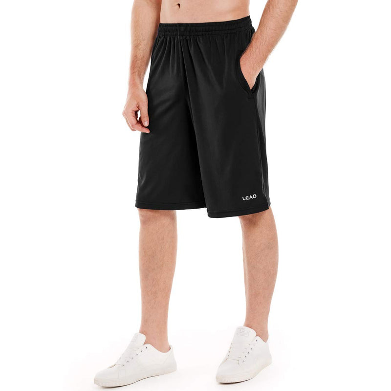 LEAO Men's Basketball Shorts with Zipper Pockets Quick Dry Loose-fit Sports Workout Running Shorts Black X-Large - NewNest Australia