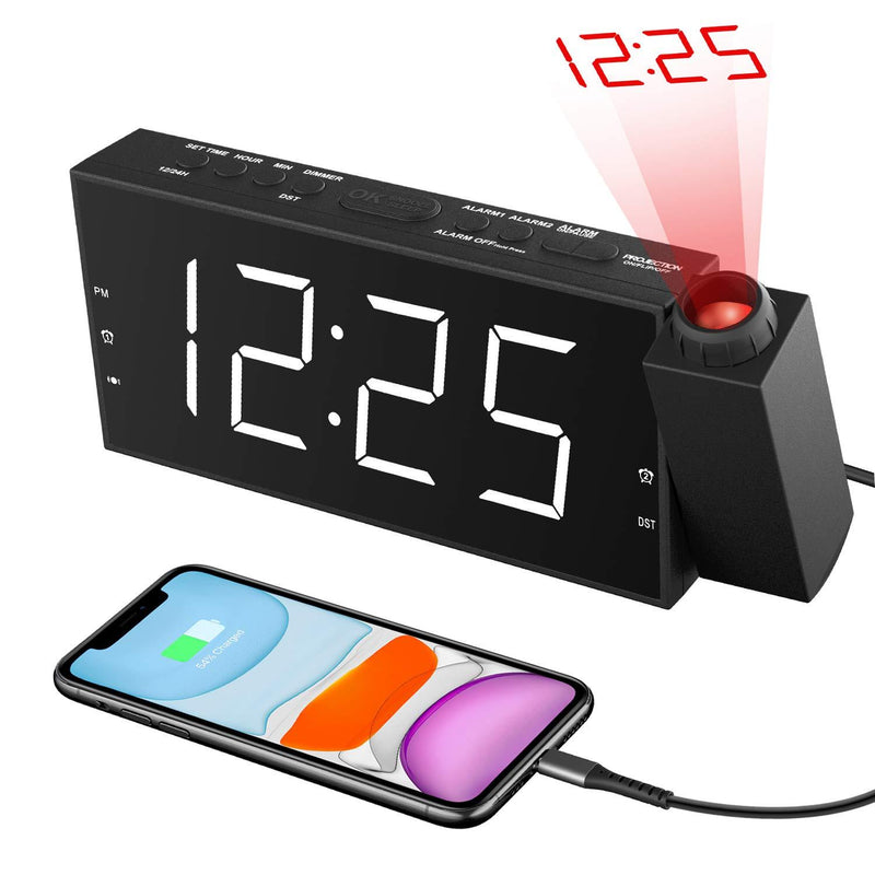 NewNest Australia - LED Digital Alarm Clock for Bedroom-Outlet Powered, Simple to Use, 7" Large Display, Dual Alarm, USB Port, Full Range Brightness Dimmer, Desk Bedside Clocks for Kids Senior Heavy Sleepers (White) White 