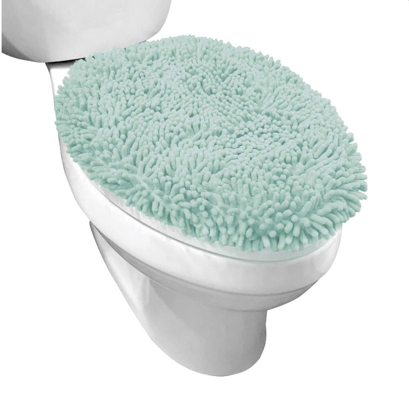 Gorilla Grip Original Shag Chenille Bathroom Toilet Lid Cover, Many Colors, 19.5x18.5 Inches, Large Machine Washable, Ultra Soft Plush Fabric Covers, Fits Most Size Toilet Lids for Bathroom, Sea 18.5" x 19.5" Seablue - NewNest Australia
