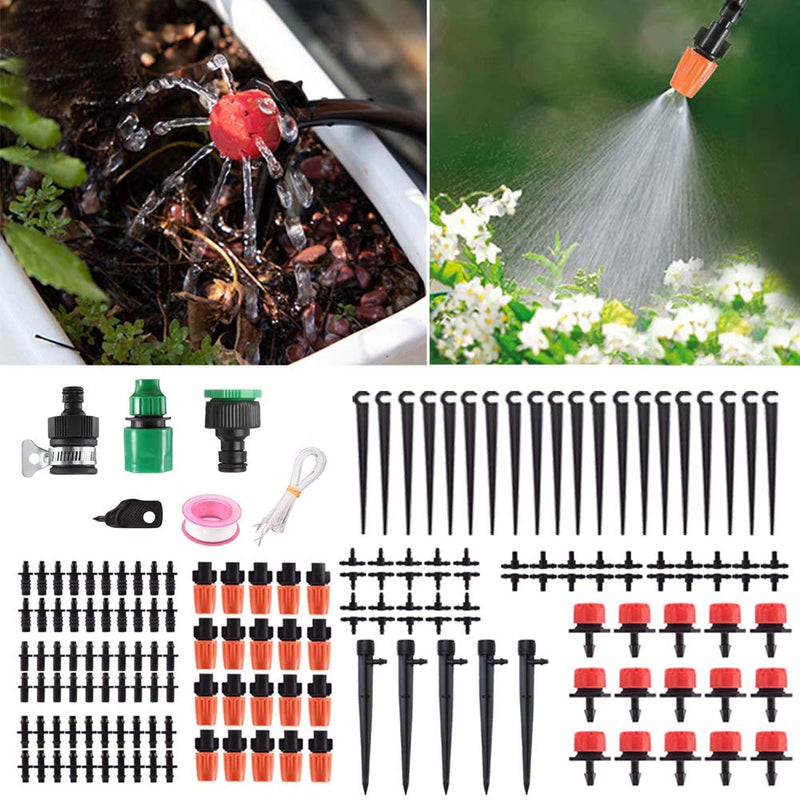 MSDADA Garden 50Ft Automatic Micro Drip Irrigation Kits, 1/4" Blank Distribution Plant Watering Irrigation Kit Accessories Include Adjustable Nozzles, Mist Cooling Irrigation System for Garden (Red) Red - NewNest Australia