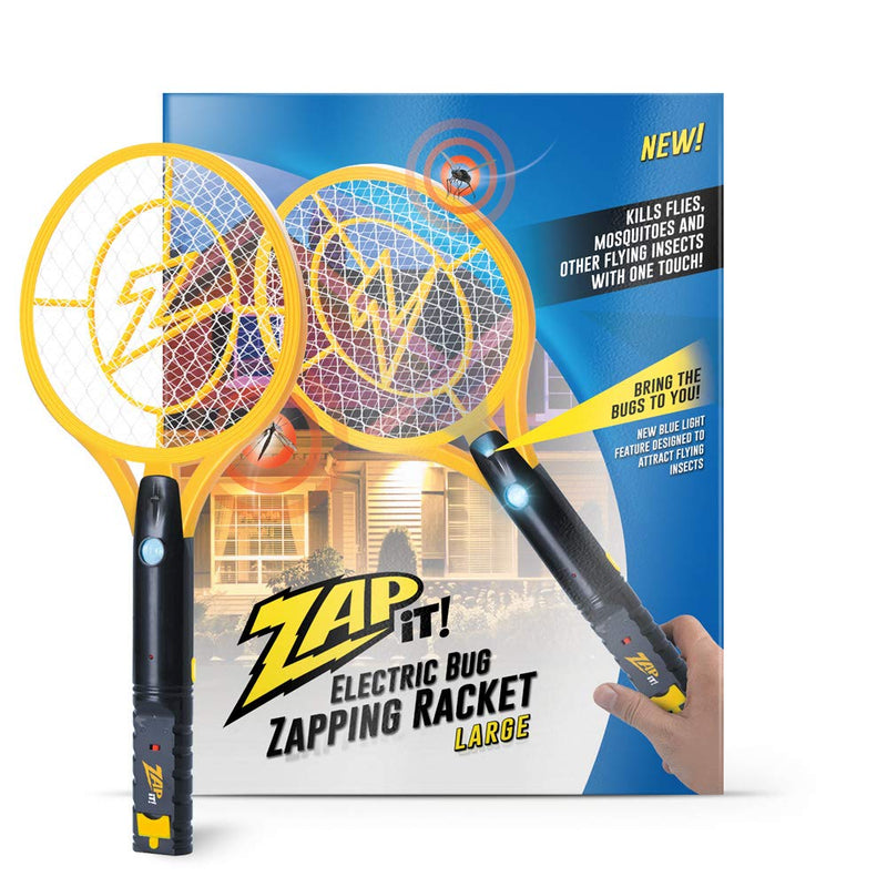 ZAP IT! Bug Zapper Rechargeable Bug Zapper Racket W/ Blue Light Attractant, 4,000 Volt, USB Charging Cable Large Yellow - NewNest Australia