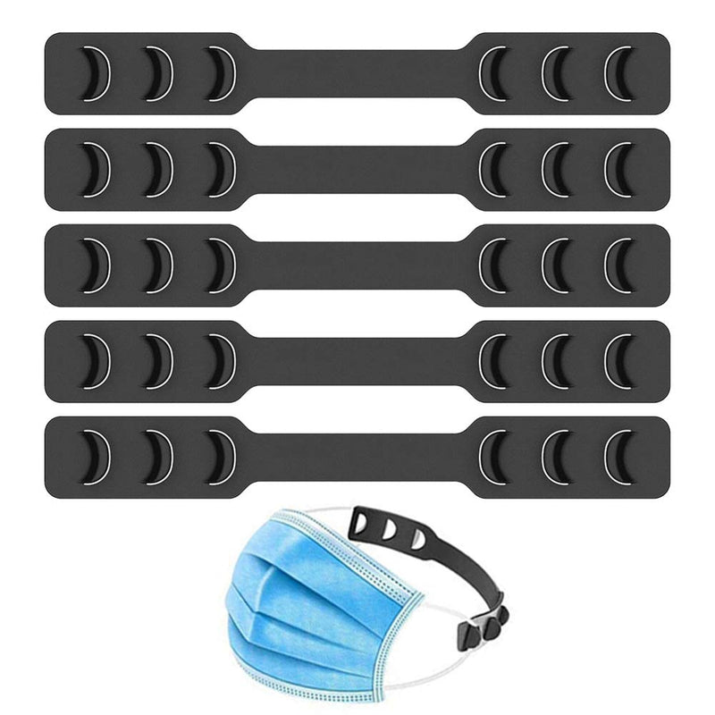 Mask Strap Extender Adjustable Ear Saver for Masks, Anti-Slip Ear Strap Hook Relieve Pressure & Pain for Ear Protector Wearing Long-time Mask for Nurse Dust-Worker Food-Worker Men Women Kids, 5PCS 5 Count (Pack of 1) Black - NewNest Australia
