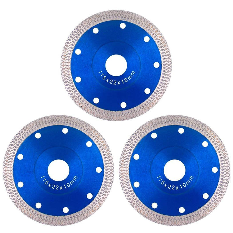 Tanzfrosch 4.5 inch Diamond Saw Blade 4.5" Cutting Disc Wheel for Cutting Porcelain Tiles Granite Marble Ceramics Works with Tile Saw and Angle Grinder (3 Pack, Blue) 3 - NewNest Australia