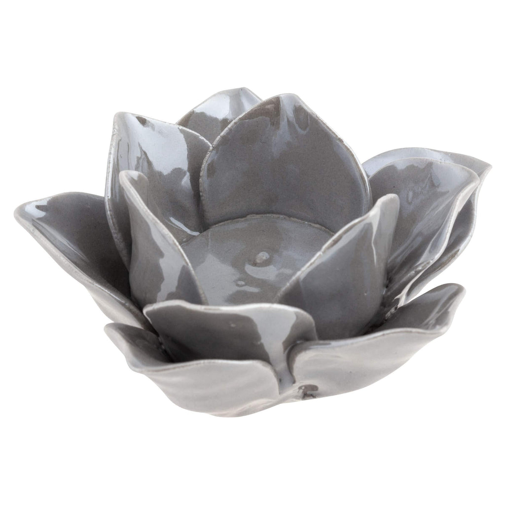 NewNest Australia - Karma Gifts Ceramic Lotus Tea Light Holder Home-Decor-Accents, 1 EA, Fog 