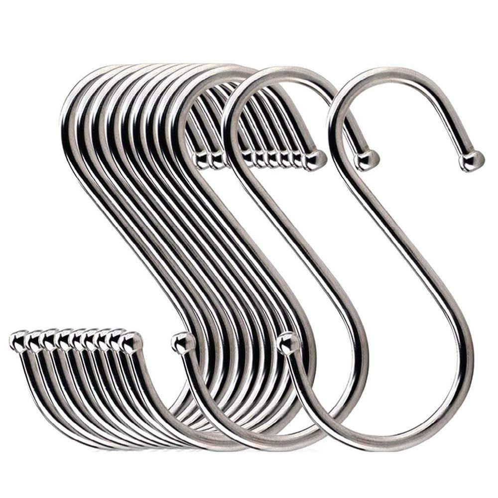 NewNest Australia - LOYMR 6 Pack 4.7 Inches Extra Large S Shape Hooks Heavy-Duty Metal Hanging Hooks Apply Kitchenware Bathroom Utensils Plants Towels Gardening Multiple uses Tools (Silver) 4.7inch 