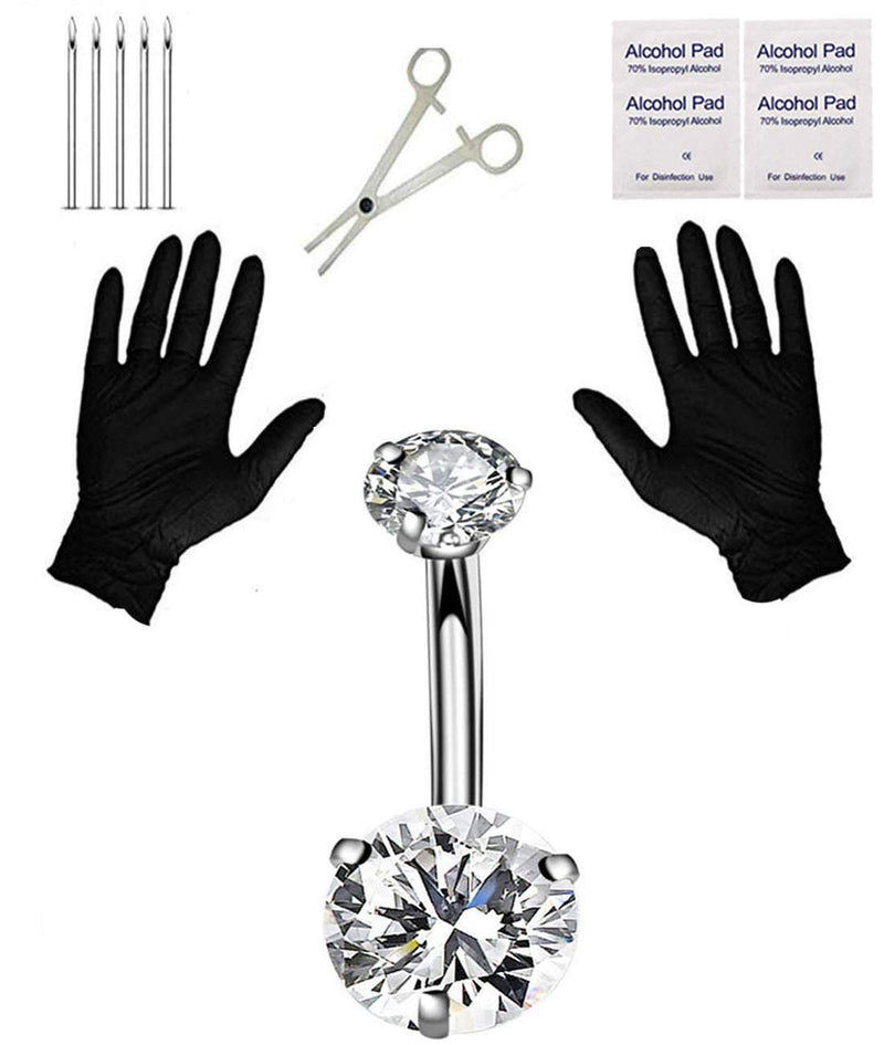 Jconly Belly Piercing Kit - 14G Belly Button Ring with 316L Steel Piercing Needles and Piercing Clamp Belly Kit - NewNest Australia