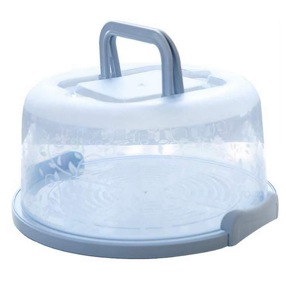 NewNest Australia - FEOOWV Plastic Small Cake Carrier Holder Cover Round Container with Collapsible Handles Suitable for 7 inch Diameter and 2.5 inch Height Cake (Blue) 7 inch Printed Round-Blue 